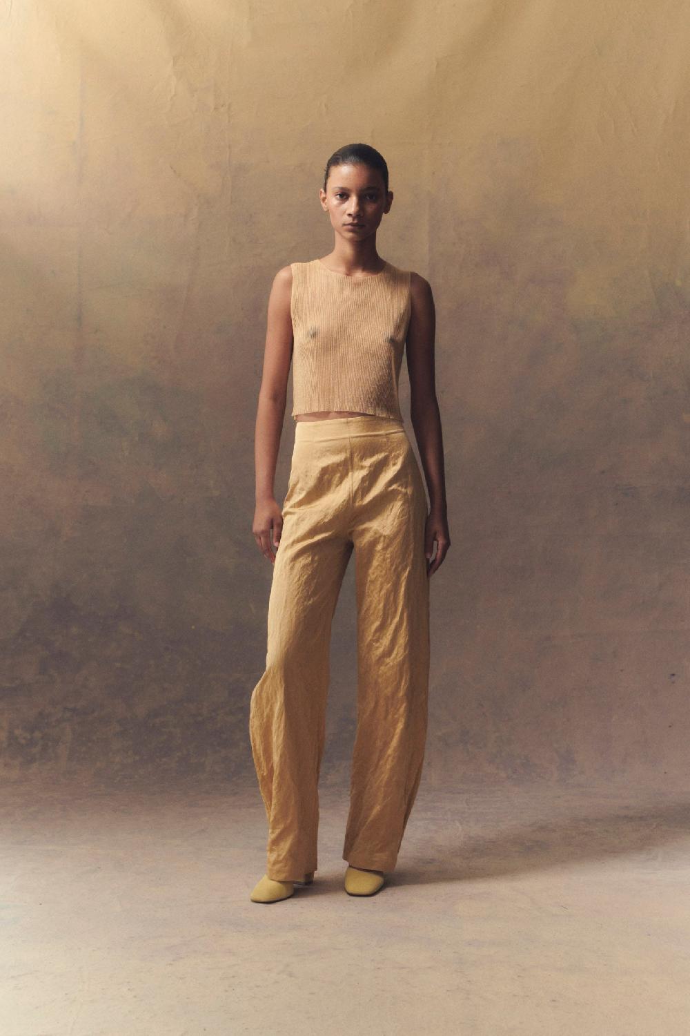 Cortana Giulia Top En Punto De Seda Melocotón