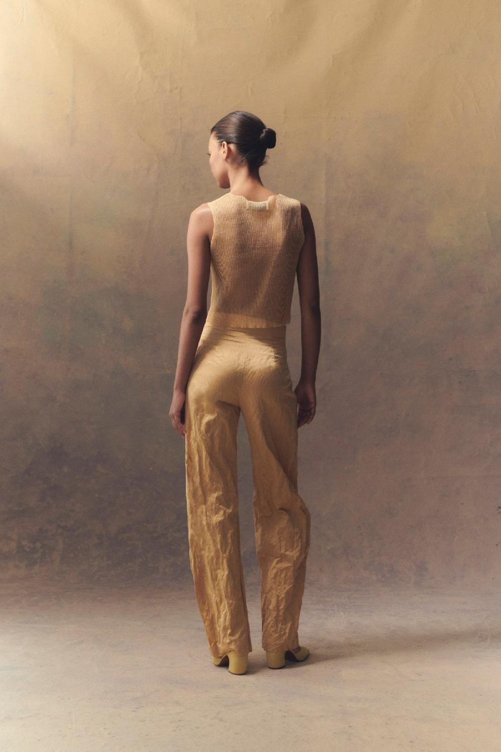 Cortana Giulia Top En Punto De Seda Melocotón