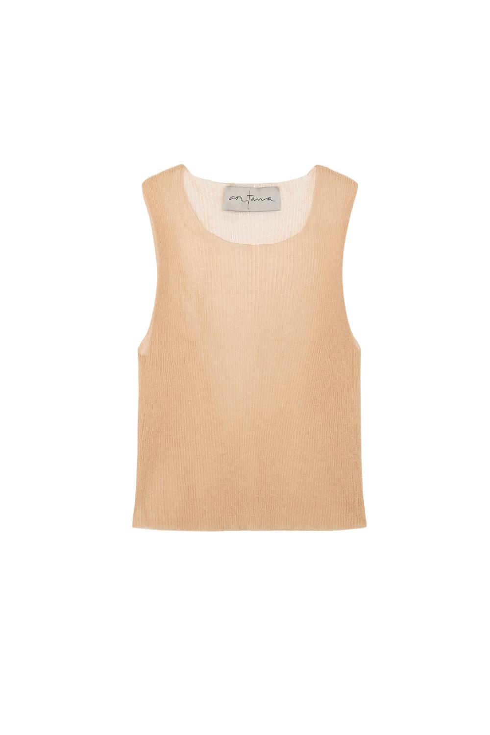 Cortana Giulia top en punto de seda melocotón