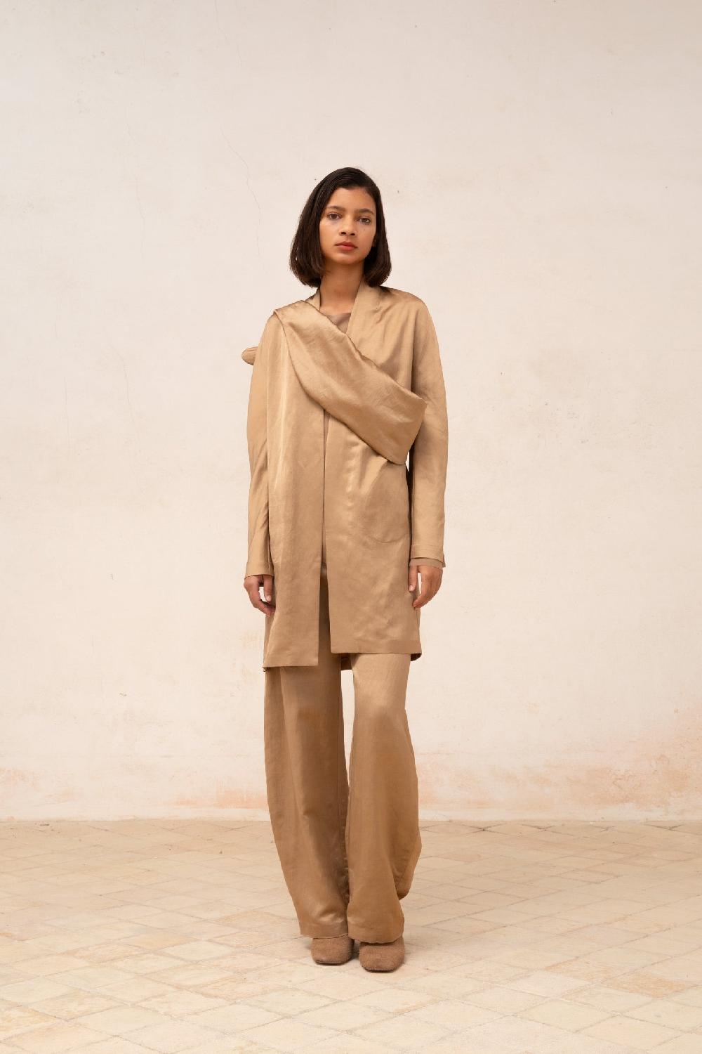 Cortana Gloria Chaqueta En Lino Y Viscosa Cocoa