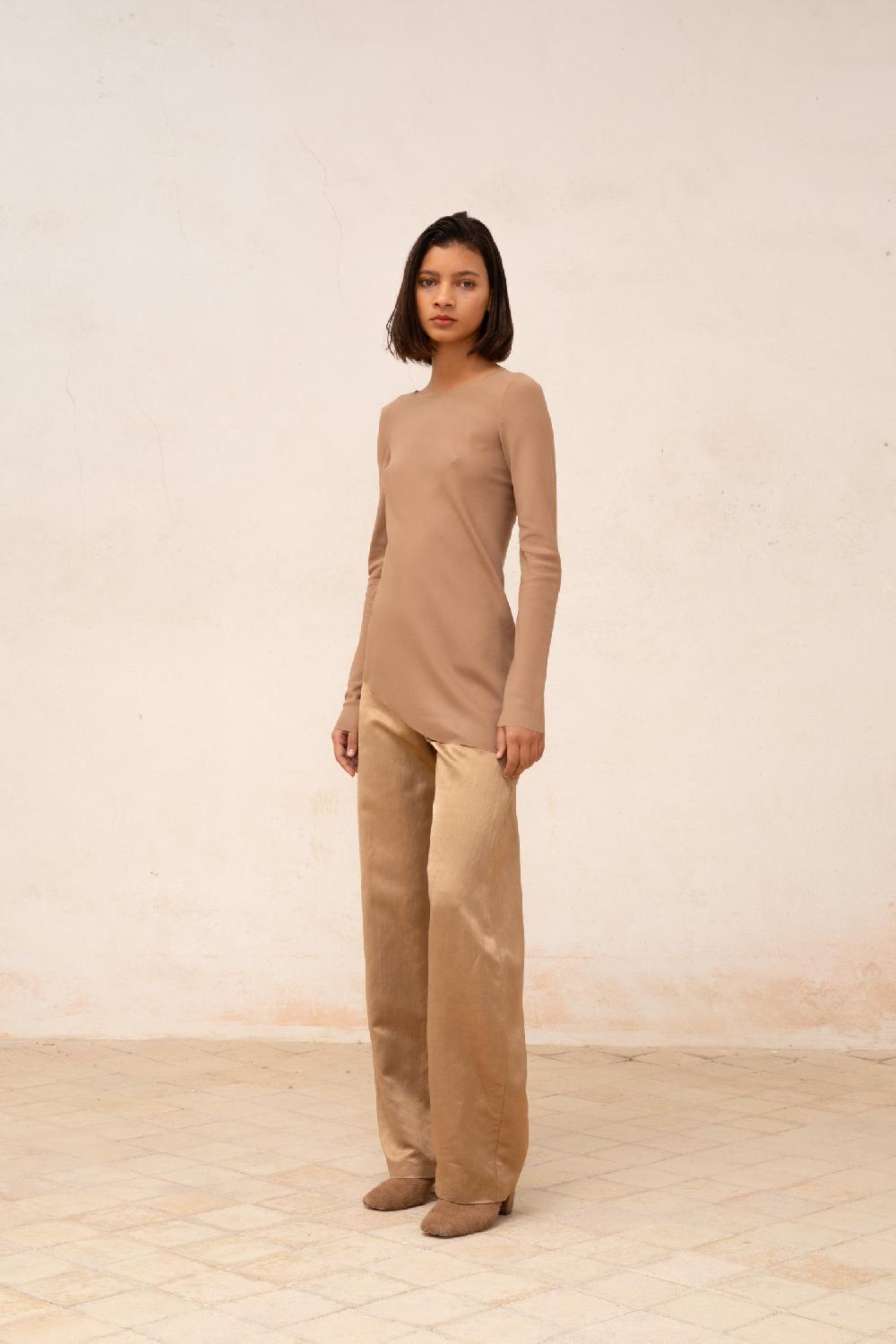 Cortana Gloria Pantalon En Lino Y Viscosa Cocoa