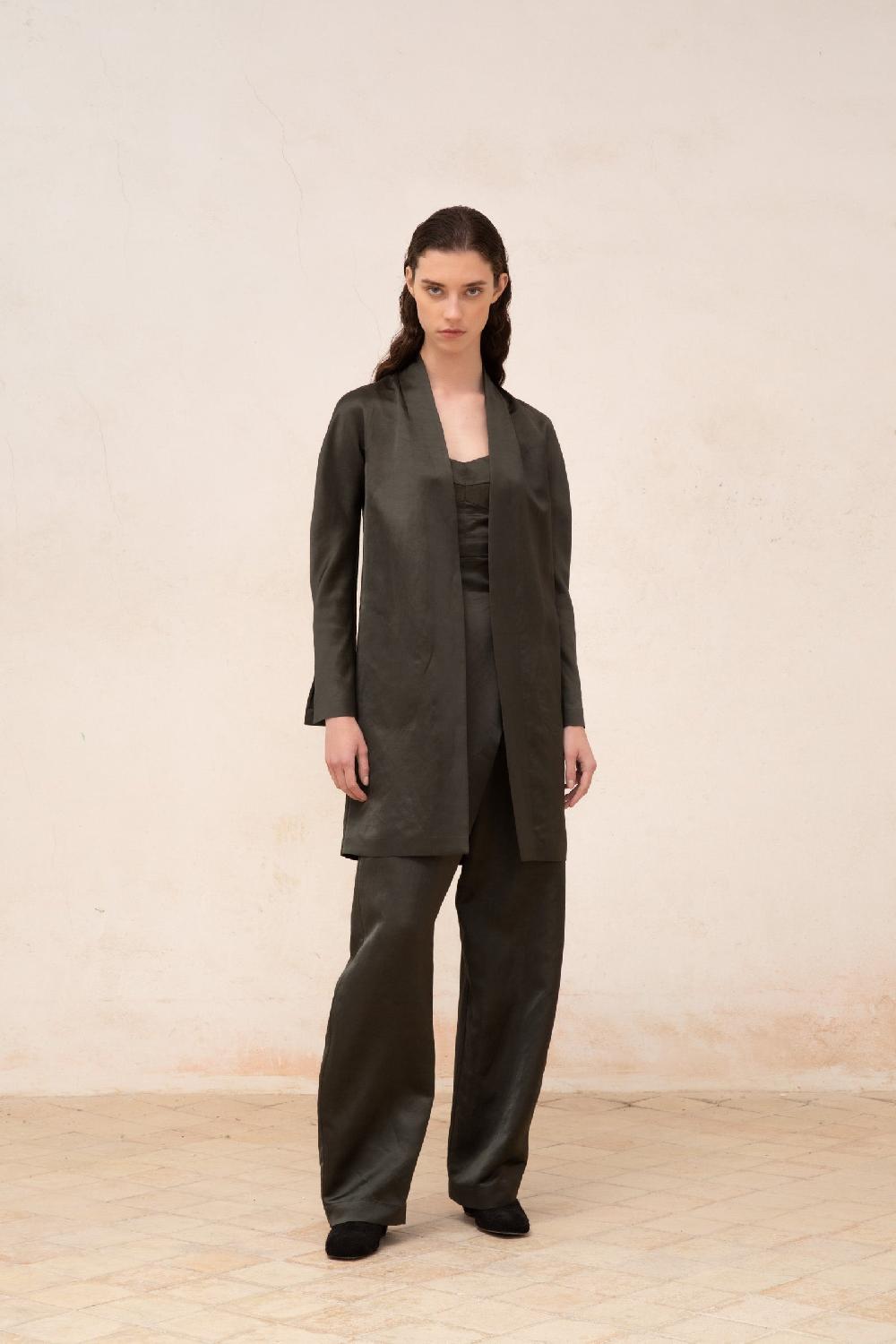 Cortana Glory Pantalon En Lino Y Viscosa Grafito