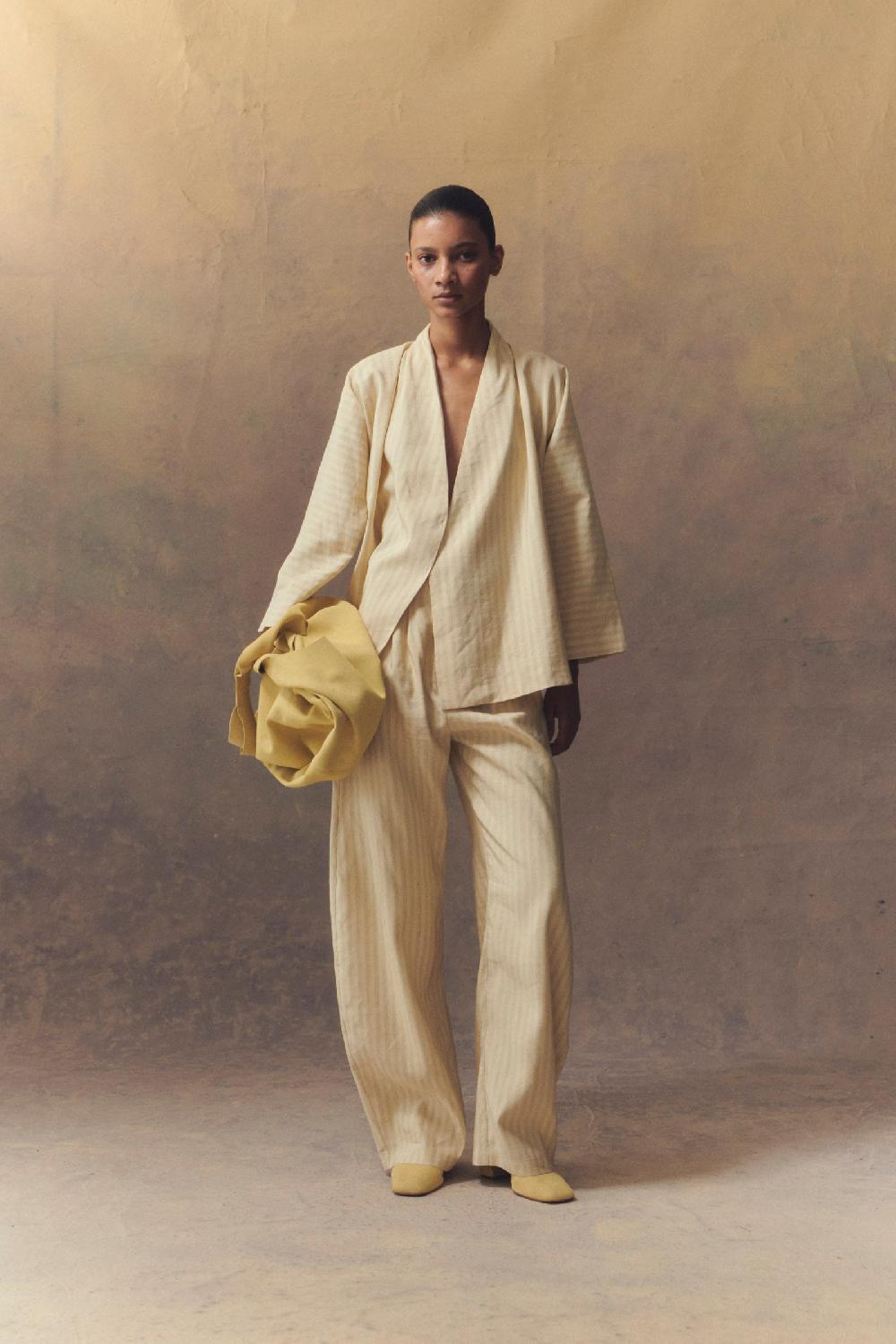 Cortana Ida Chaqueta A Rayas En Lino Y Seda