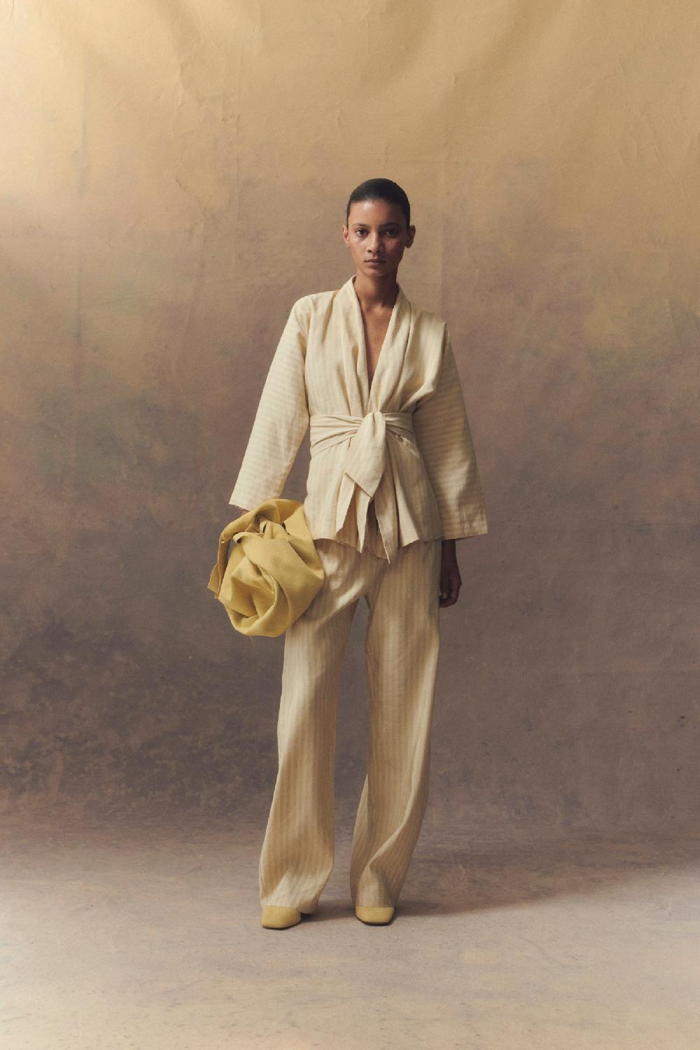 Cortana Ida Chaqueta A Rayas En Lino Y Seda