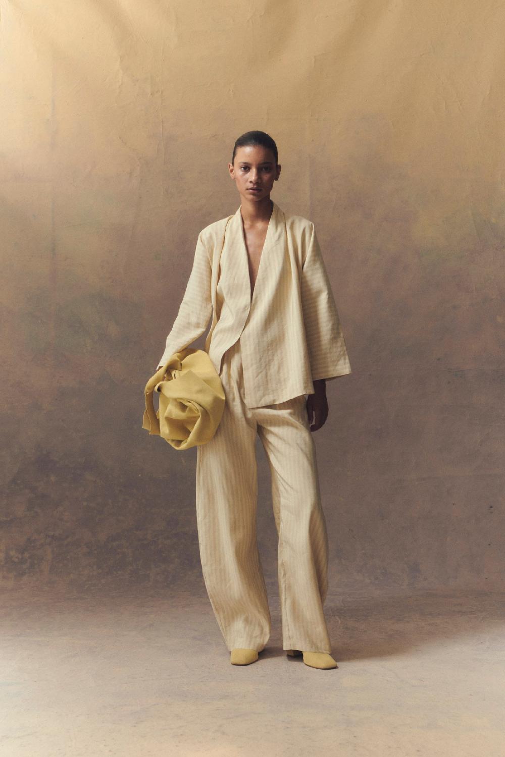 Cortana Ida Pantalón A Rayas En Lino Y Seda