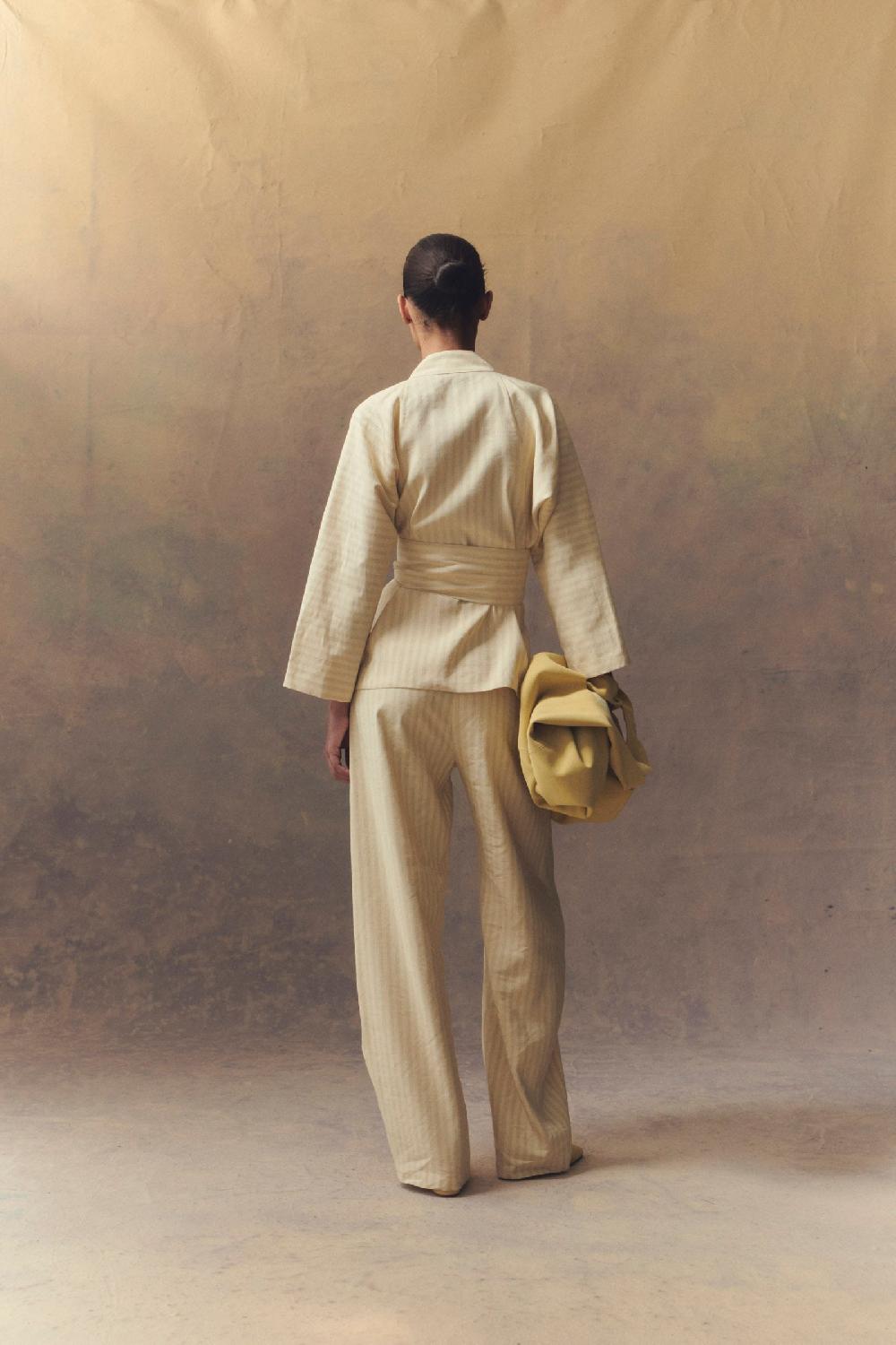 Cortana Ida Pantalón A Rayas En Lino Y Seda