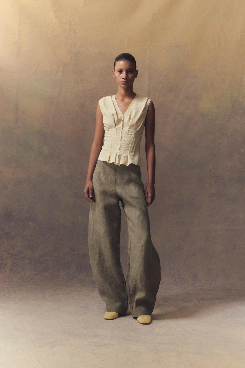 Cortana Ida Top A Rayas En Lino Y Seda