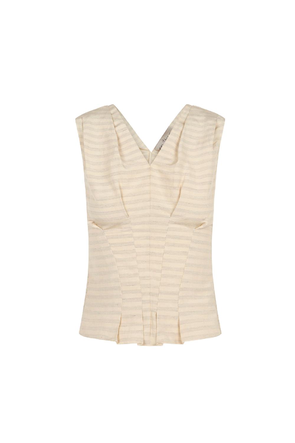 Cortana Ida top a rayas en lino y seda