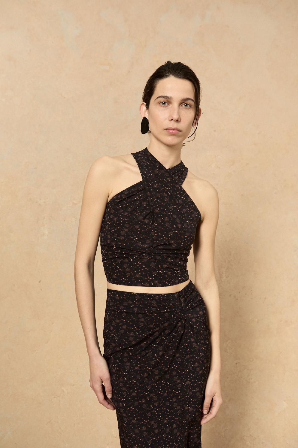 Cortana Iman Top En Seda Stretch Hedy Print