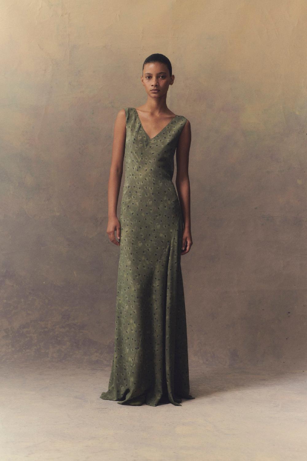 Cortana Irina Vestido Largo En Seda Estampada