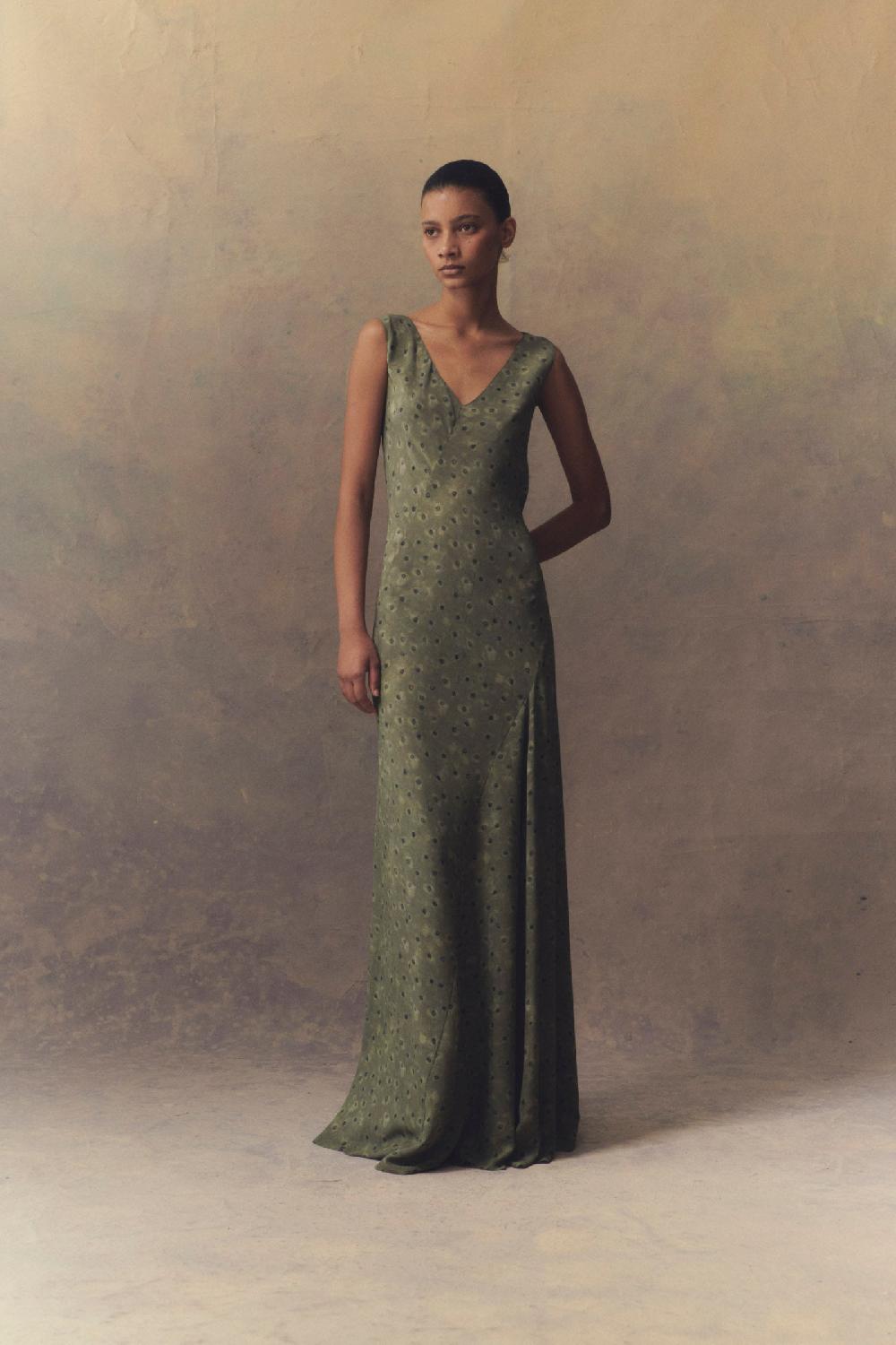 Cortana Irina Vestido Largo En Seda Estampada