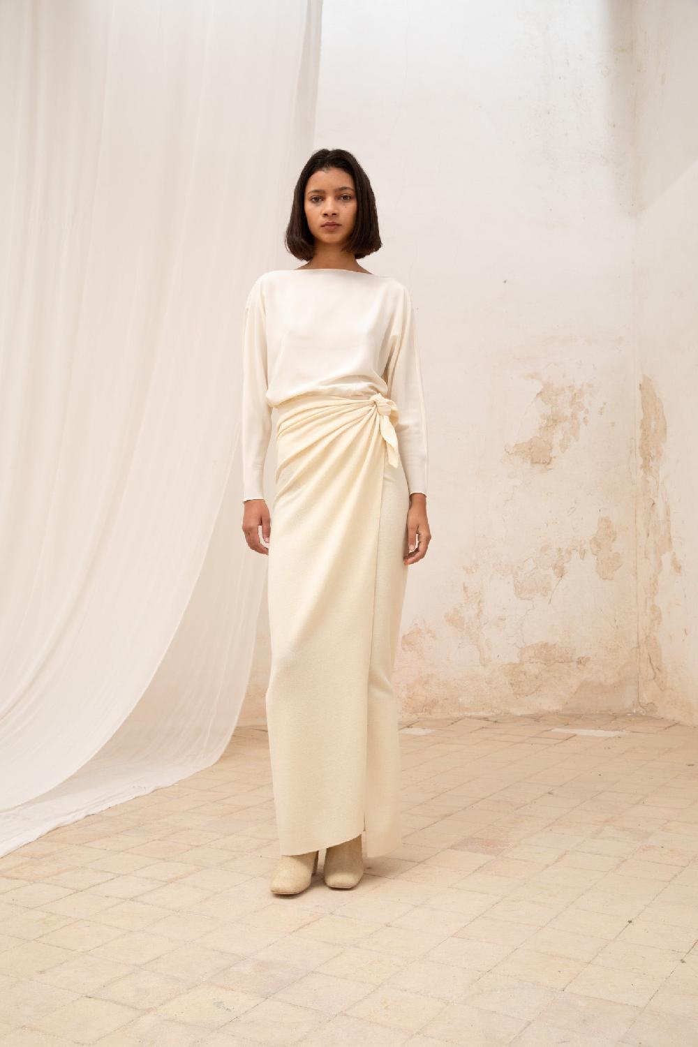 Cortana Jackie Falda Pareo En Lana De Yak Topo