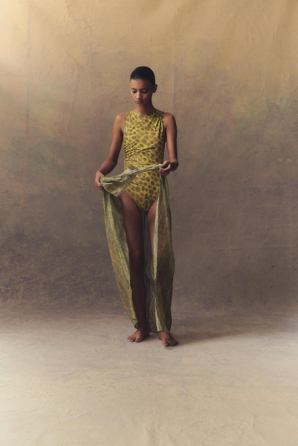 Cortana Jill Falda Pareo En Ramio Estampado