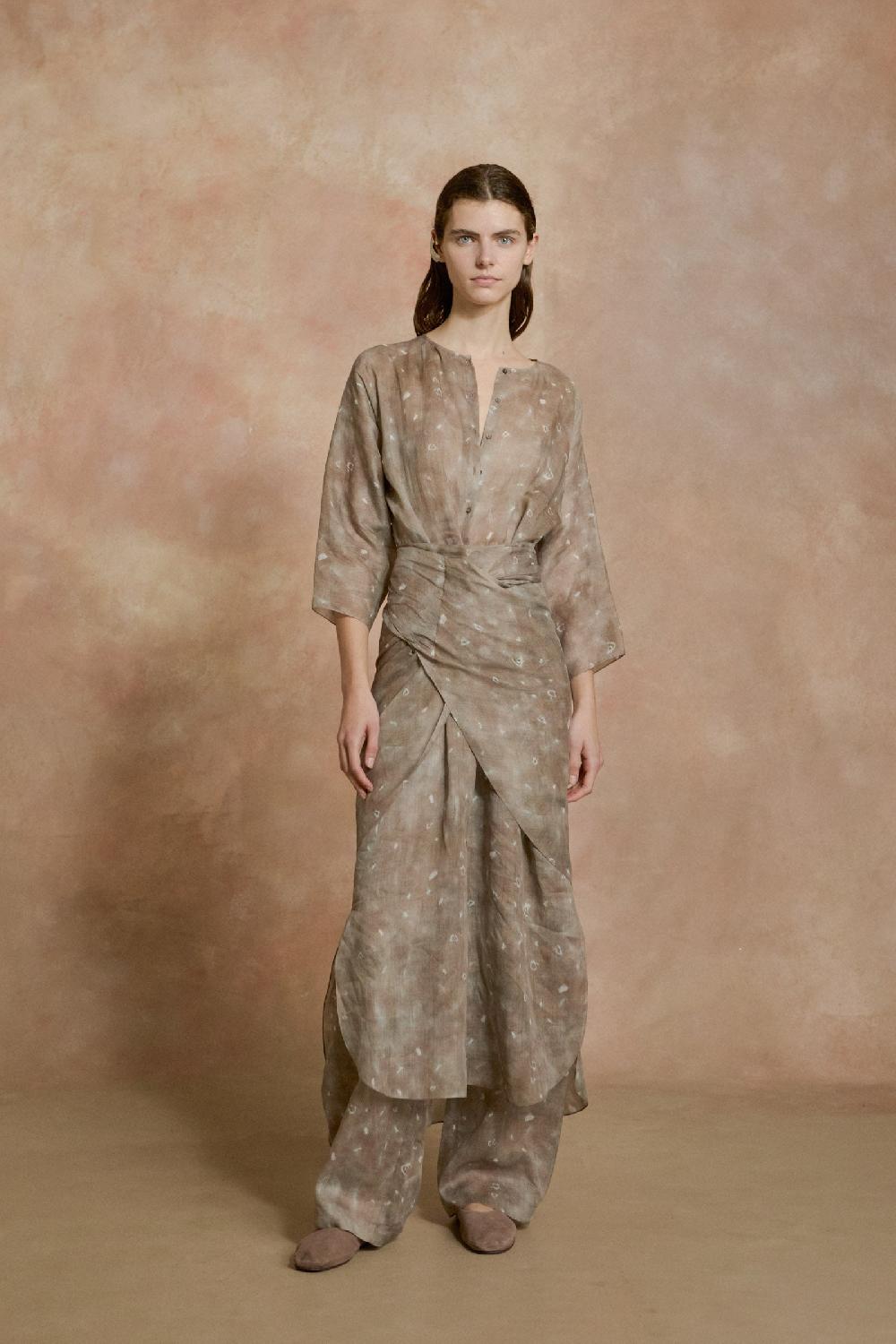 Cortana Jill Vestido Midi De Ramio Ayaz Print