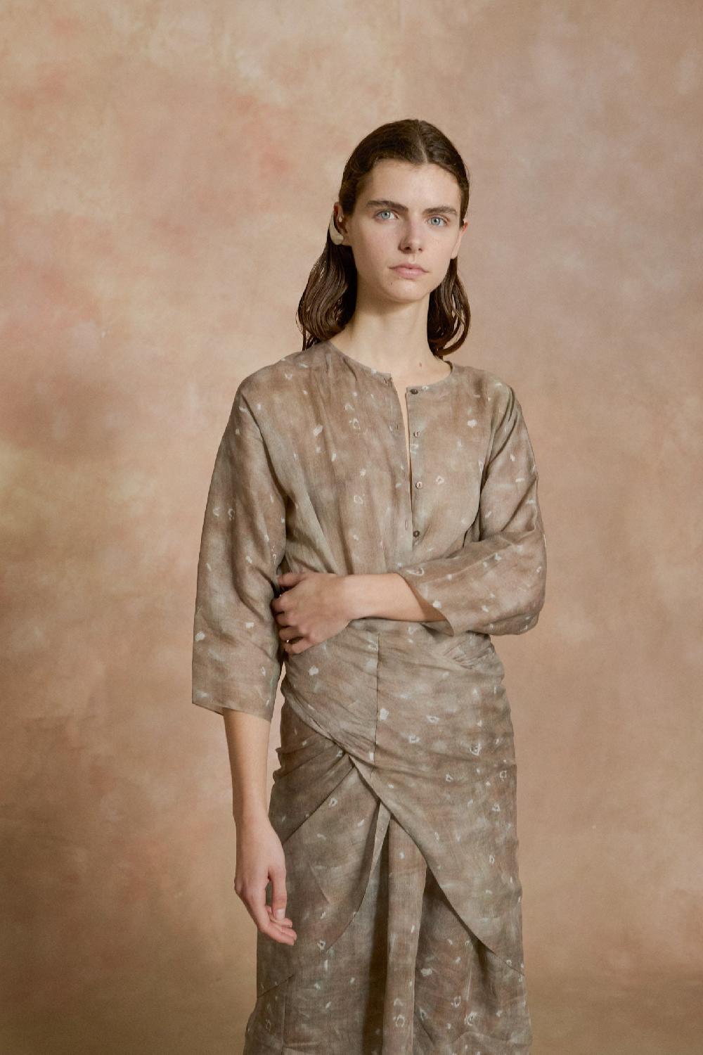 Cortana Jill Vestido Midi De Ramio Ayaz Print