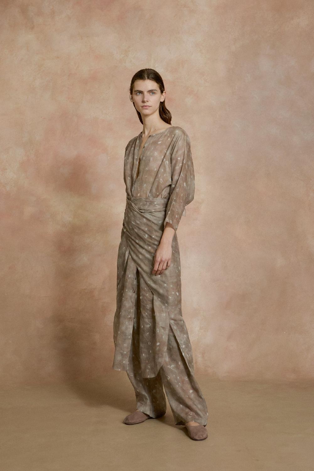 Cortana Jill Vestido Midi De Ramio Ayaz Print