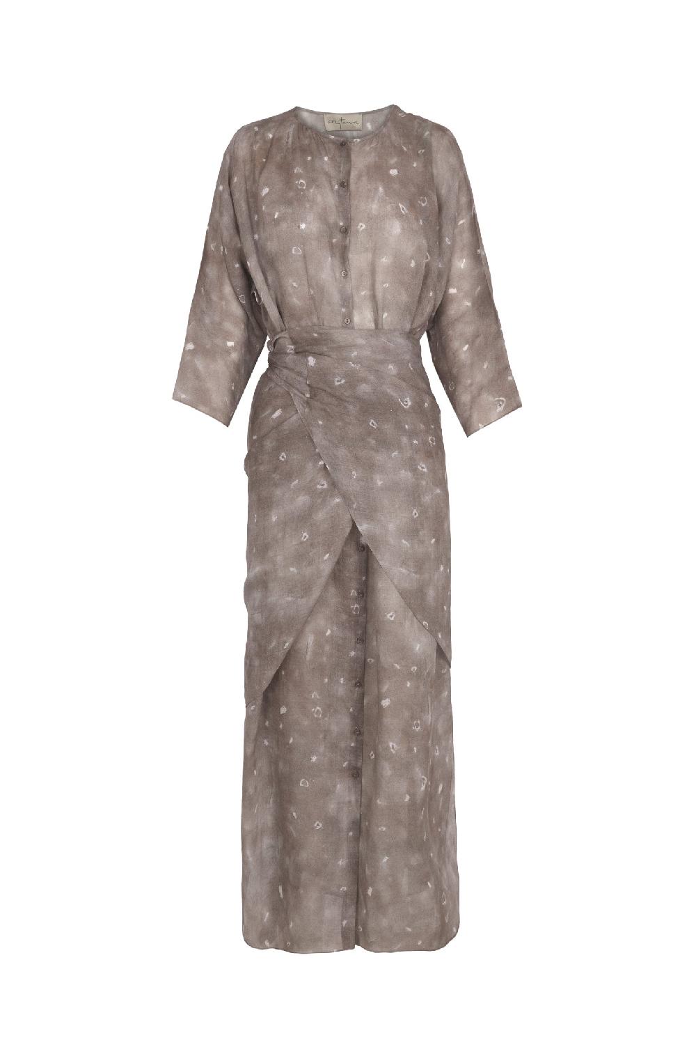 Cortana Jill vestido midi de ramio ayaz print