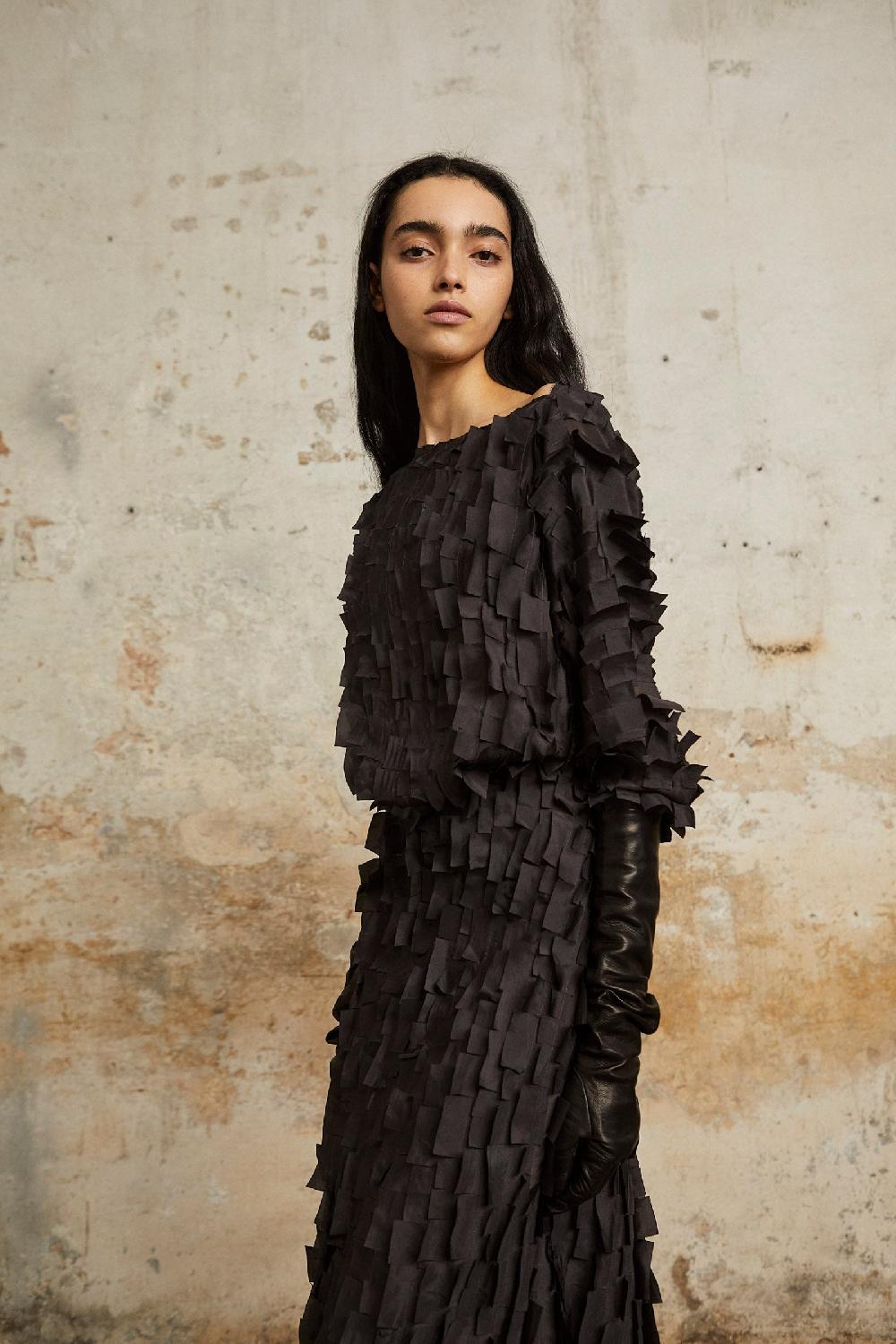 Cortana Jin Guantes Largos De Cuero Negro