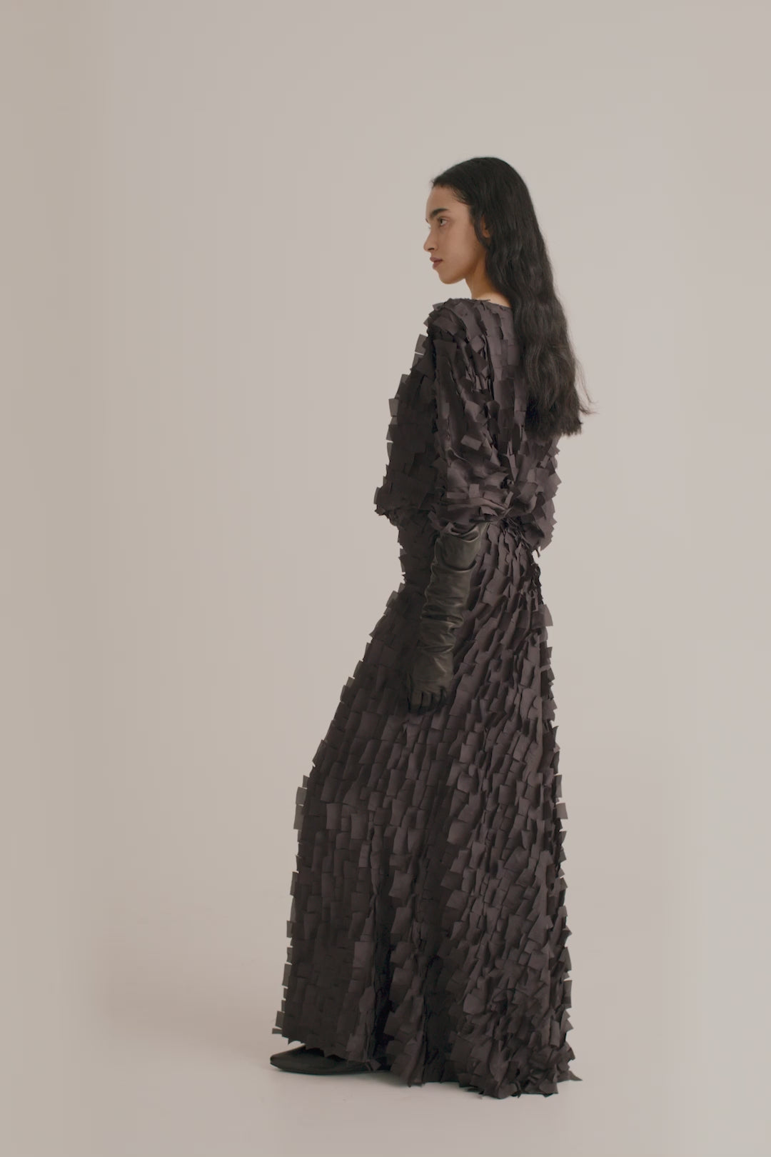 Cortana Jin Guantes Largos De Cuero Negro