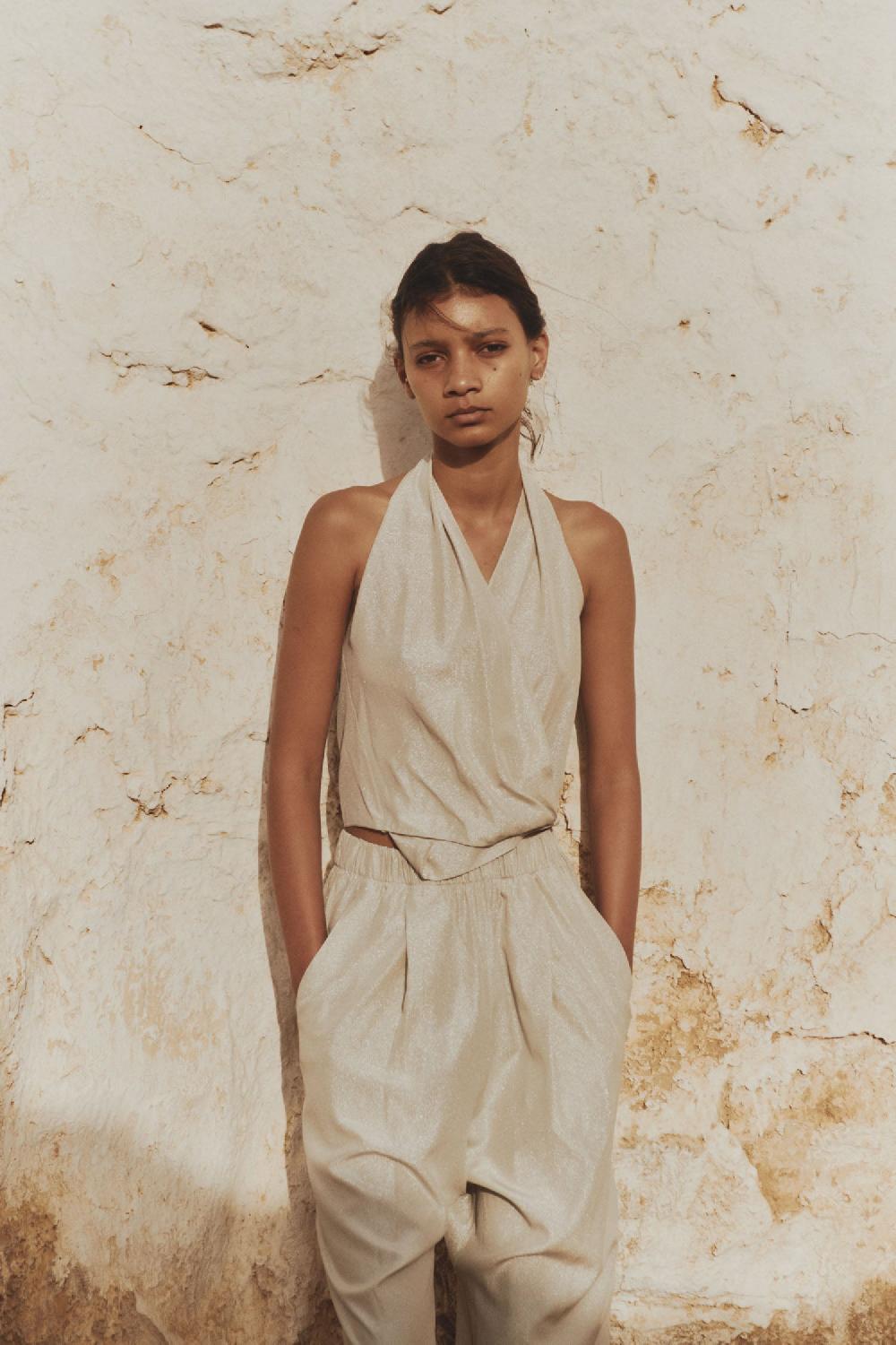 Cortana Josephine Pantalón En Seda Plateada