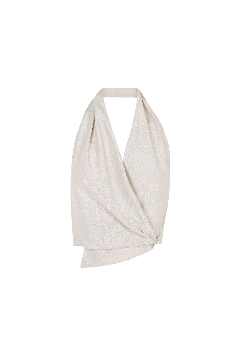 Cortana Josephine top en seda plateada