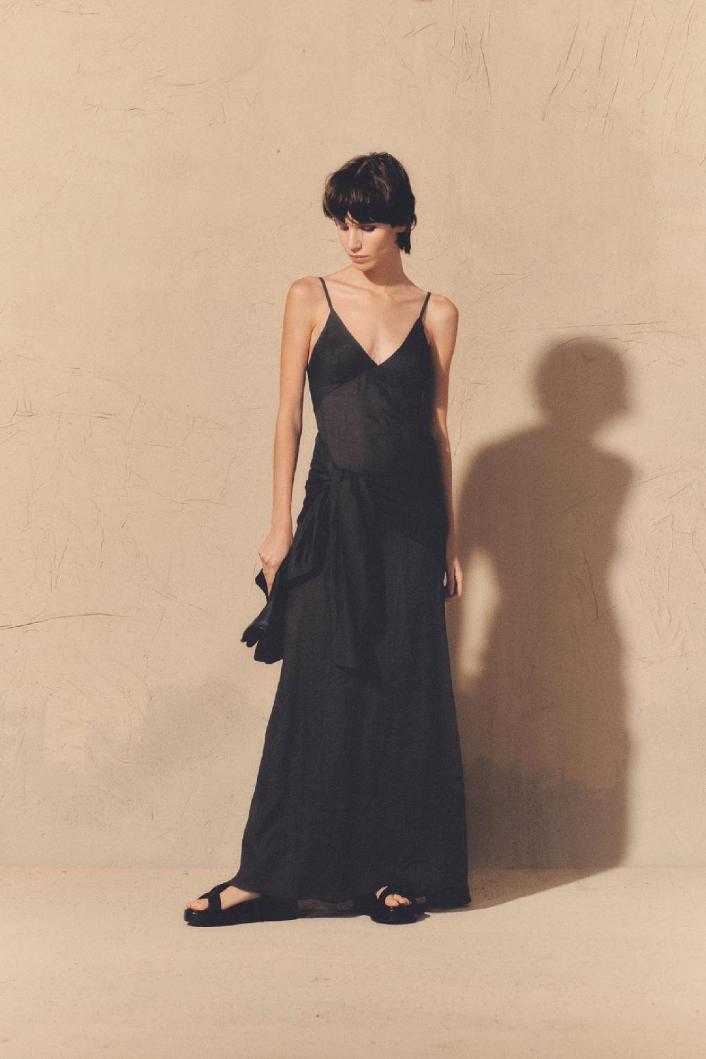 Cortana Juliana Vestido En Ramio Gris Humo