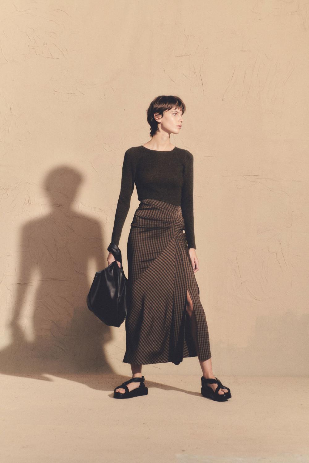 Cortana Justine Falda En Seda A Cuadros