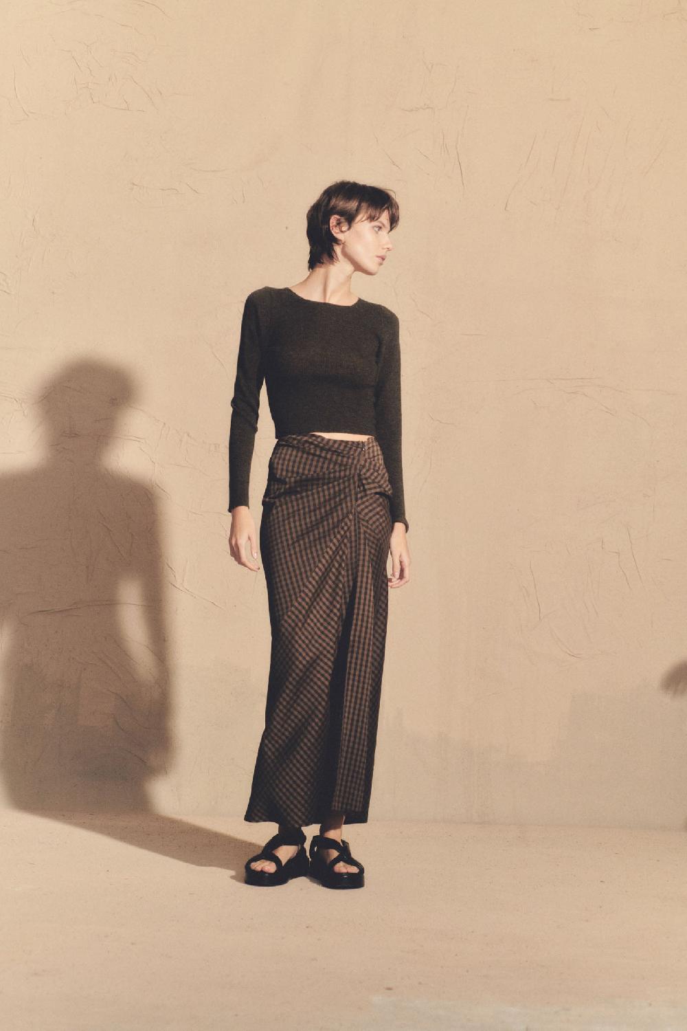 Cortana Justine Falda En Seda A Cuadros