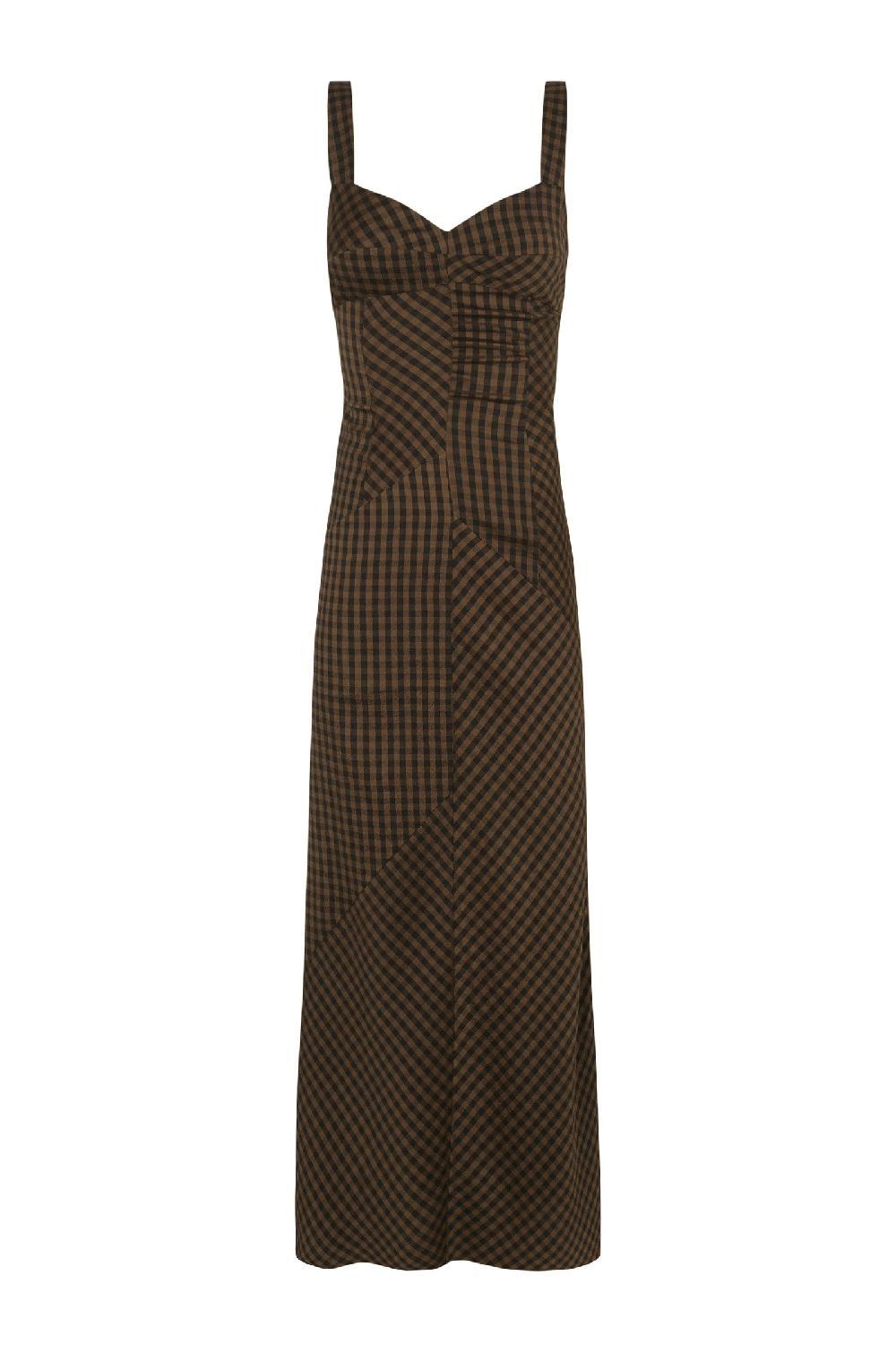 Cortana Justine vestido midi en seda a cuadros