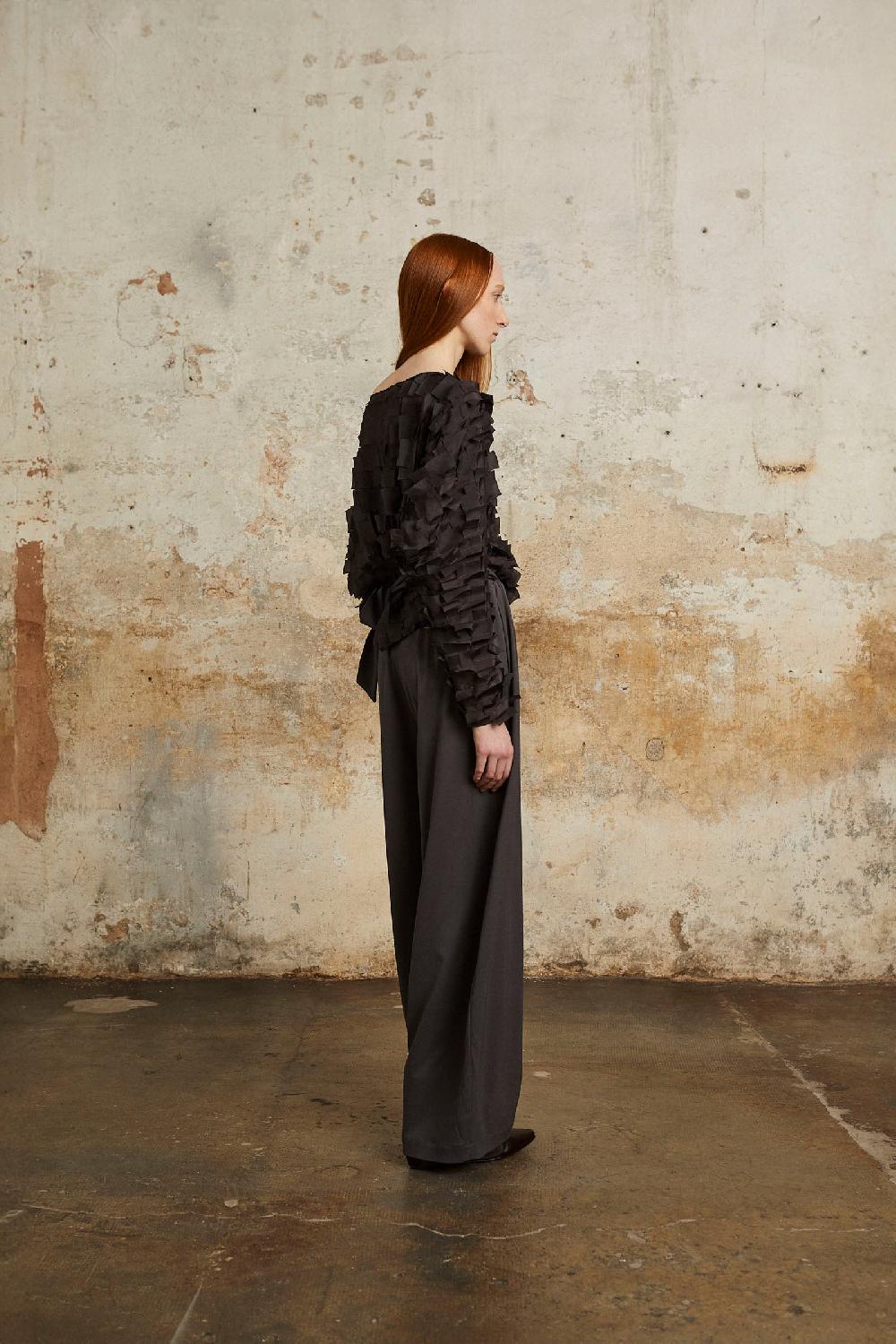 Cortana Kaz Pantalon De Seda Gris Plomo