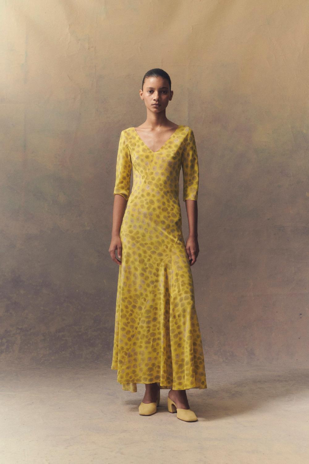 Cortana Khata Vestido Largo En Seda Estampada