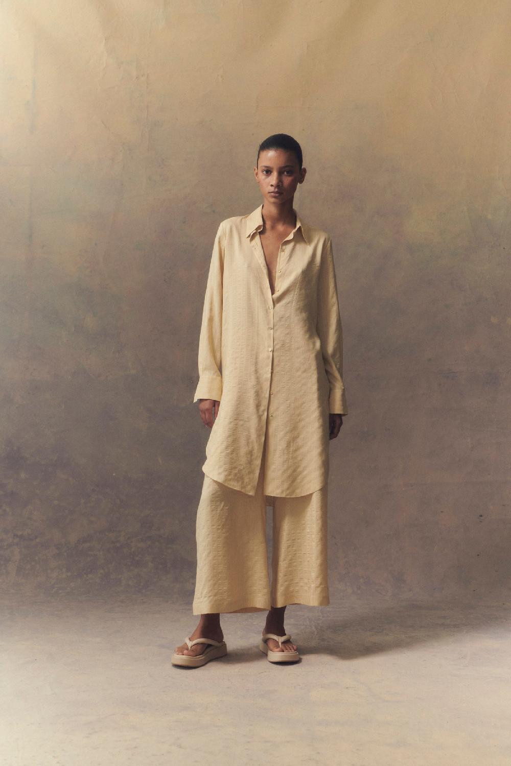 Cortana Kurt Camisa Larga En Seda Vainilla