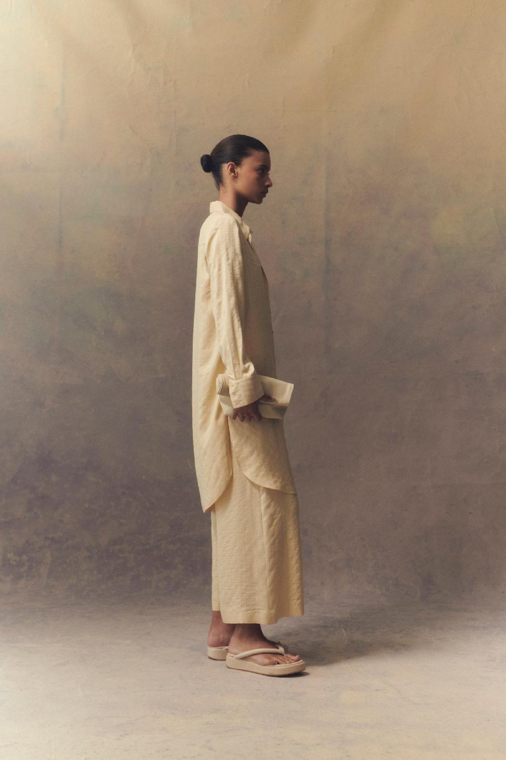 Cortana Kurt Camisa Larga En Seda Vainilla