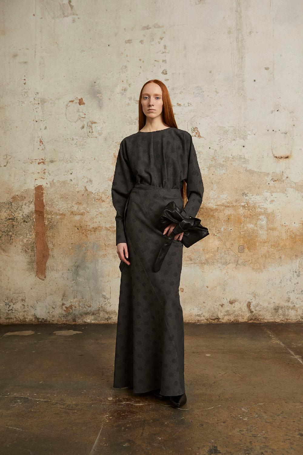 Cortana Lala Vestido Largo Jacquard Topos