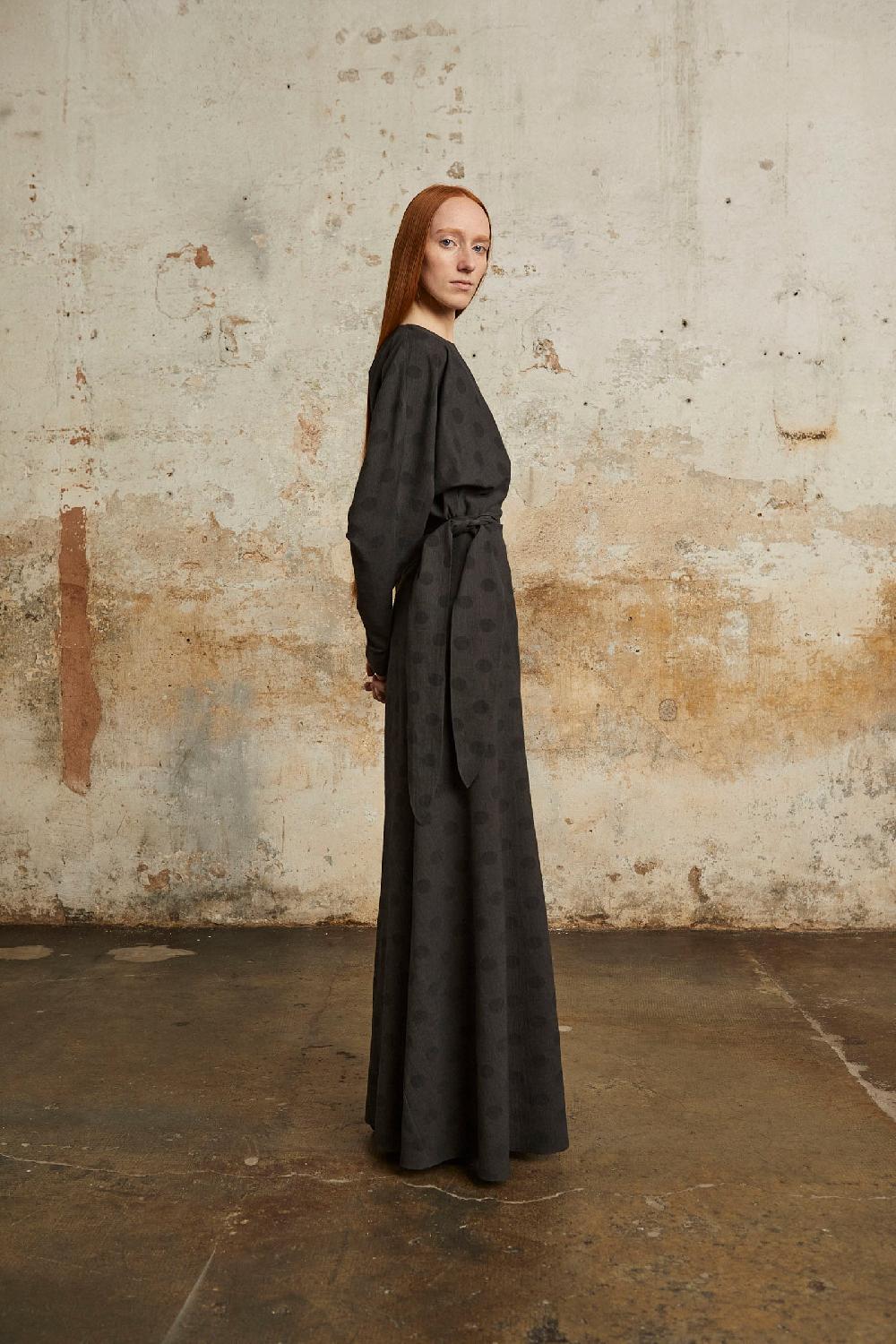 Cortana Lala Vestido Largo Jacquard Topos