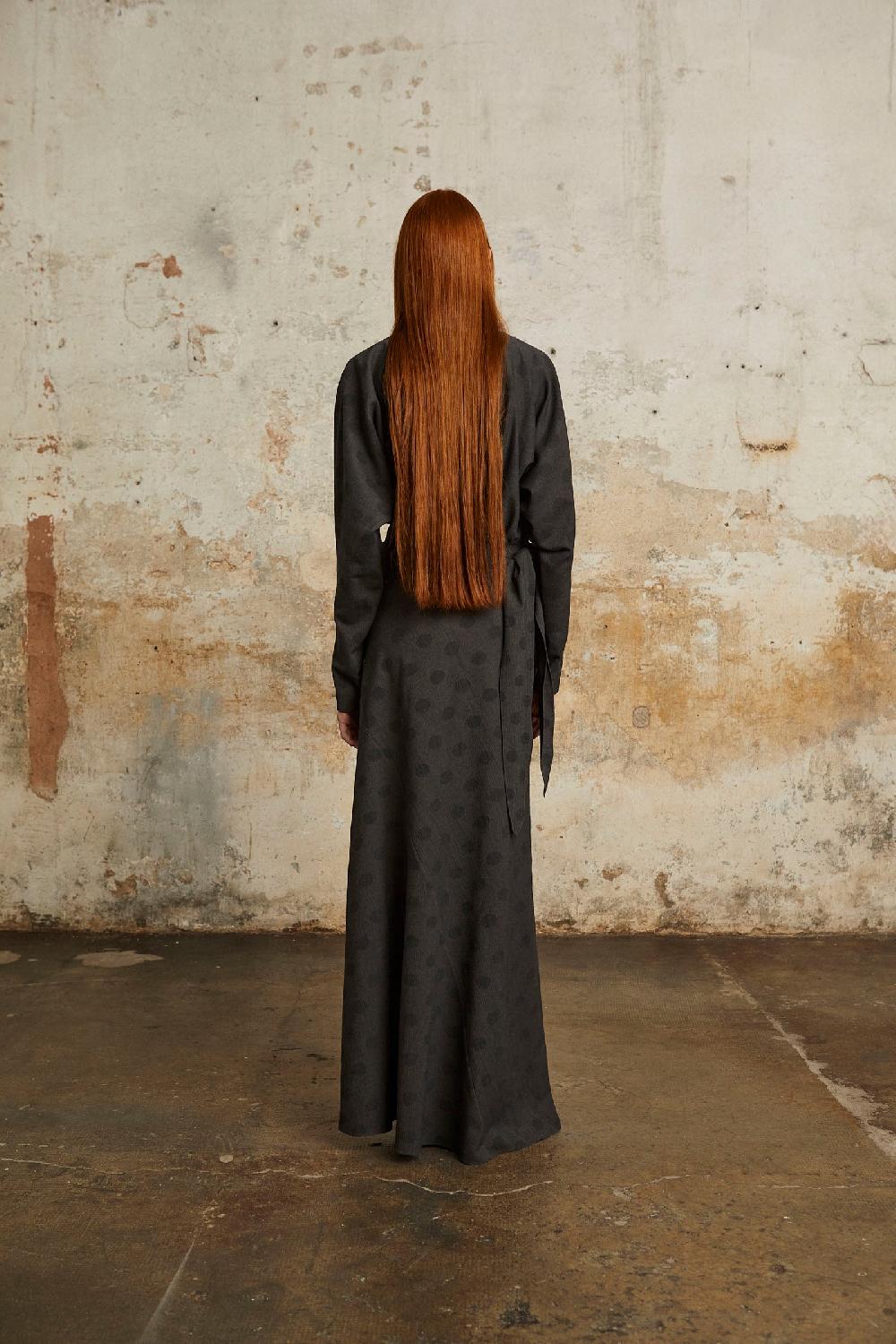 Cortana Lala Vestido Largo Jacquard Topos