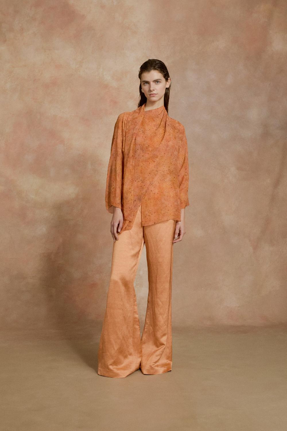 Cortana Lara Blusa Envolvente De Seda Sora Print