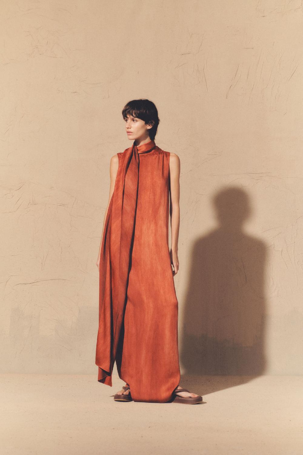 Cortana Lava Vestido Largo Rojo Maltinto