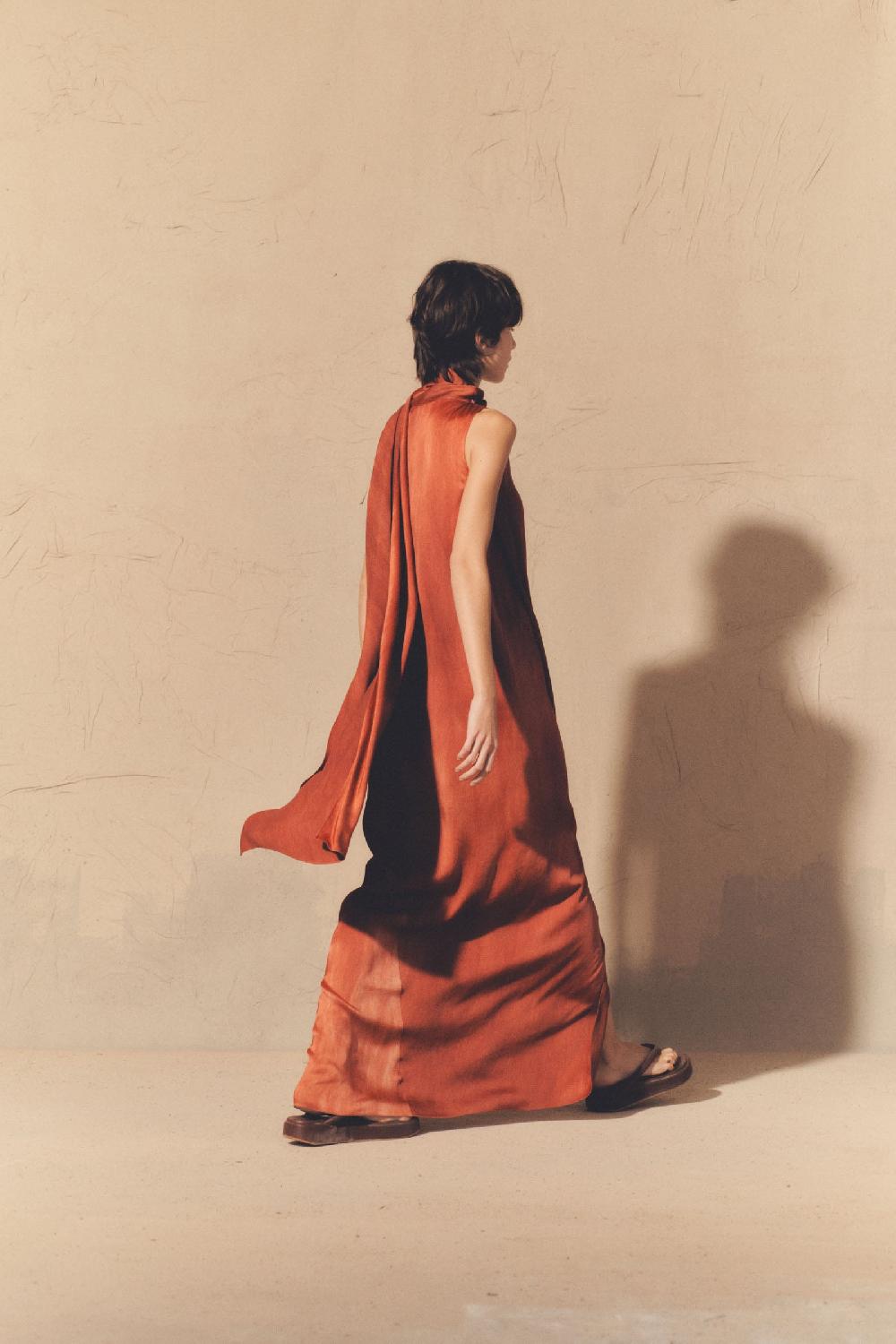 Cortana Lava Vestido Largo Rojo Maltinto