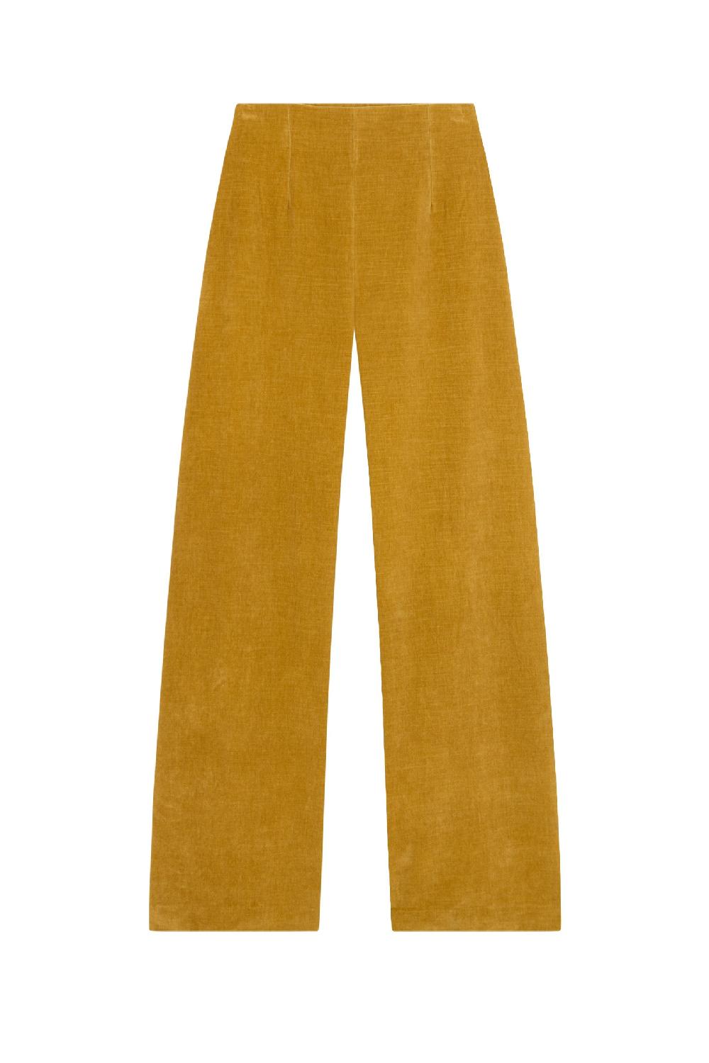 Cortana Leandra pantalón en terciopelo dorado