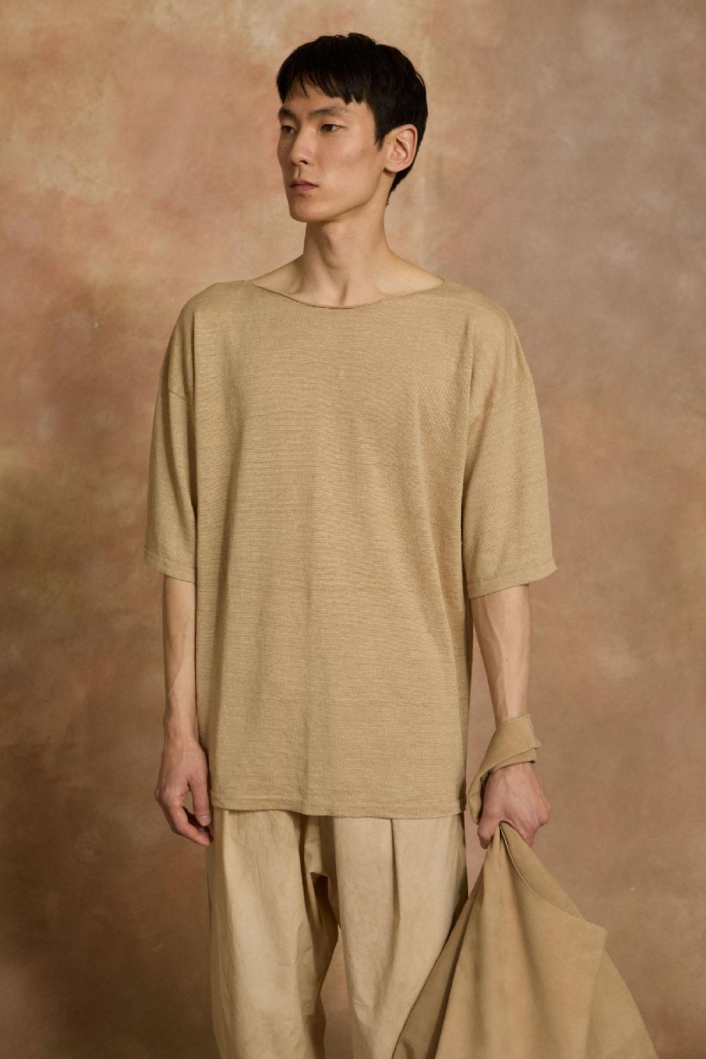 Cortana Lian Camiseta De Punto De Lino Beige