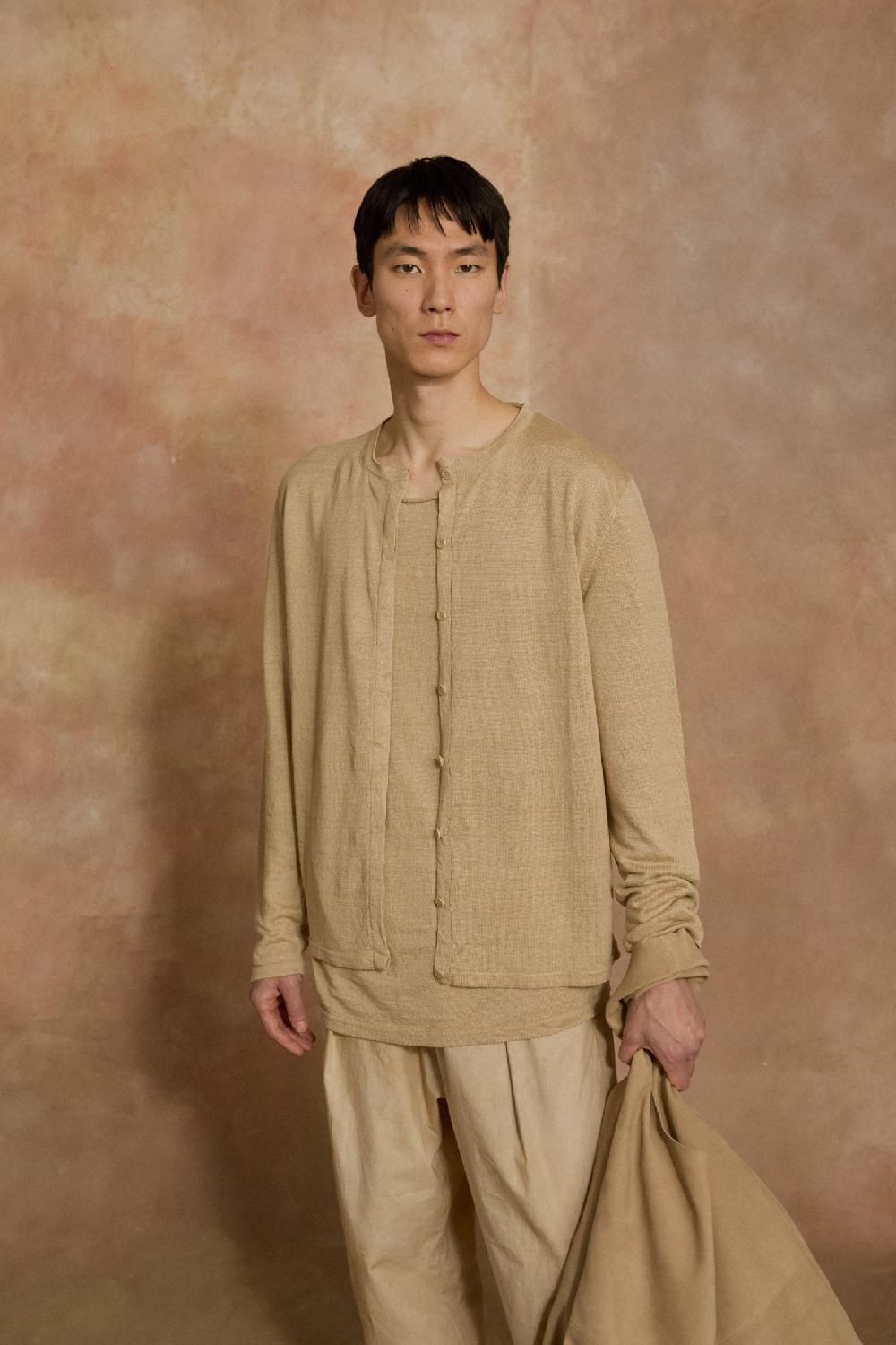 Cortana Lian Cardigan De Punto De Lino Beige