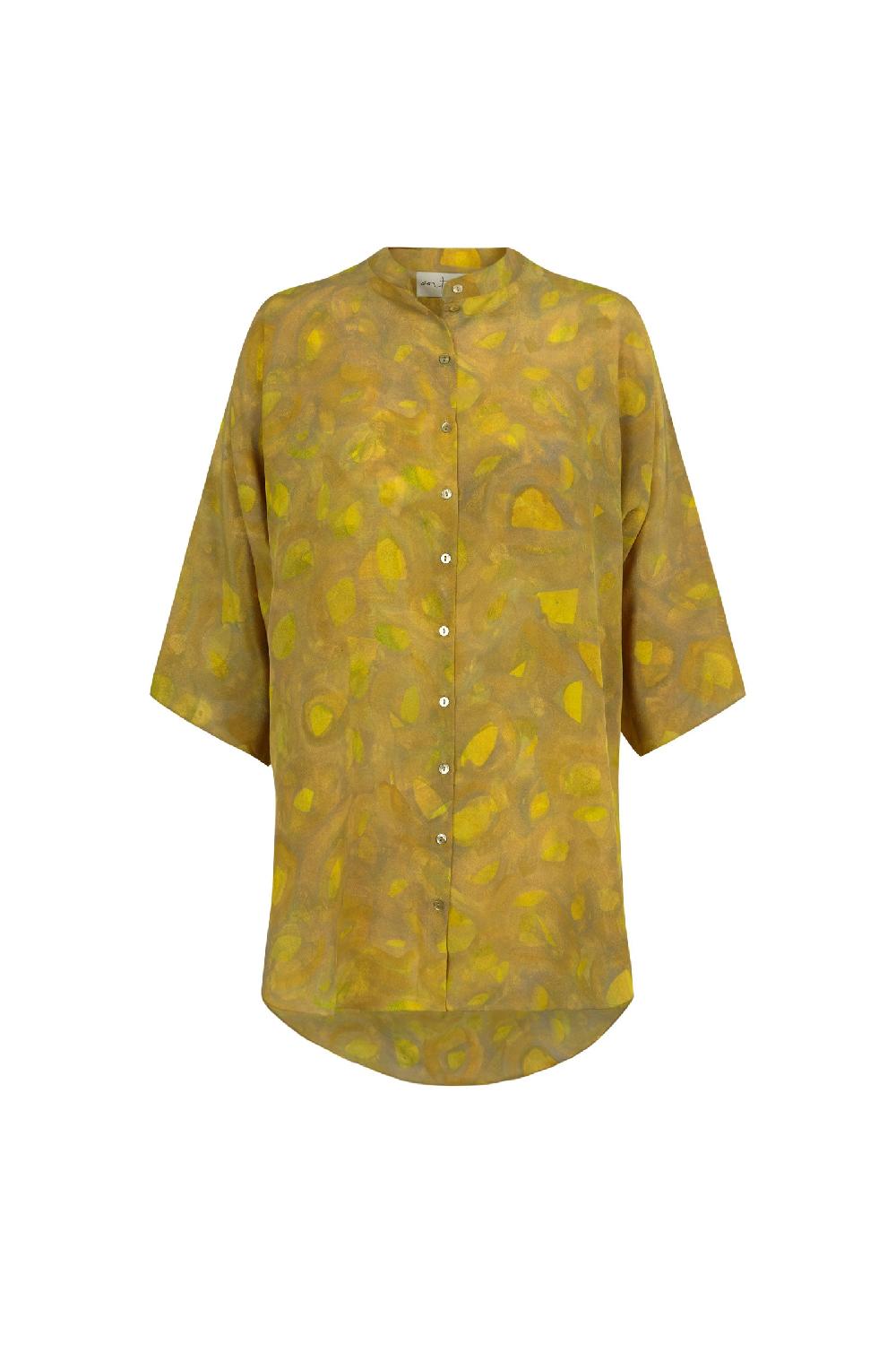 Cortana Lili top en seda lima print