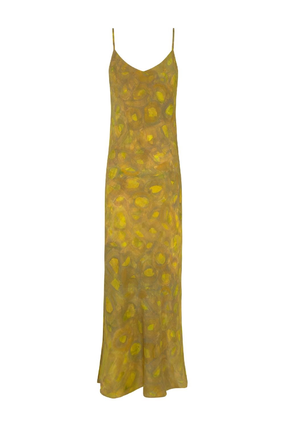 Cortana Lili vestido en seda lima print