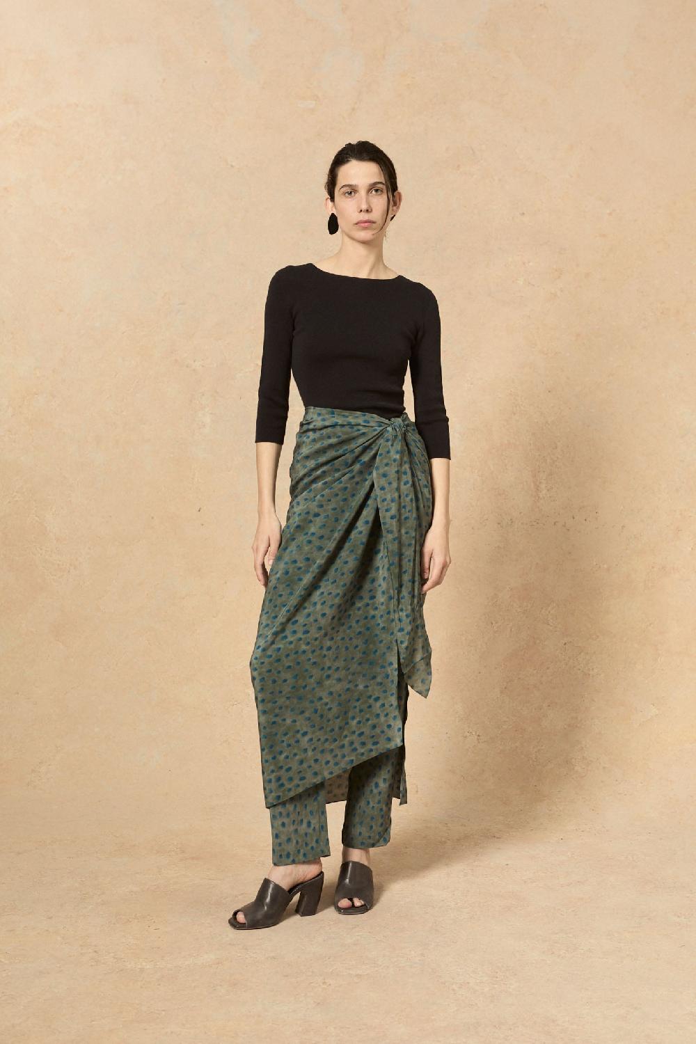 Cortana Lou Falda Pareo En Seda Ciro Print