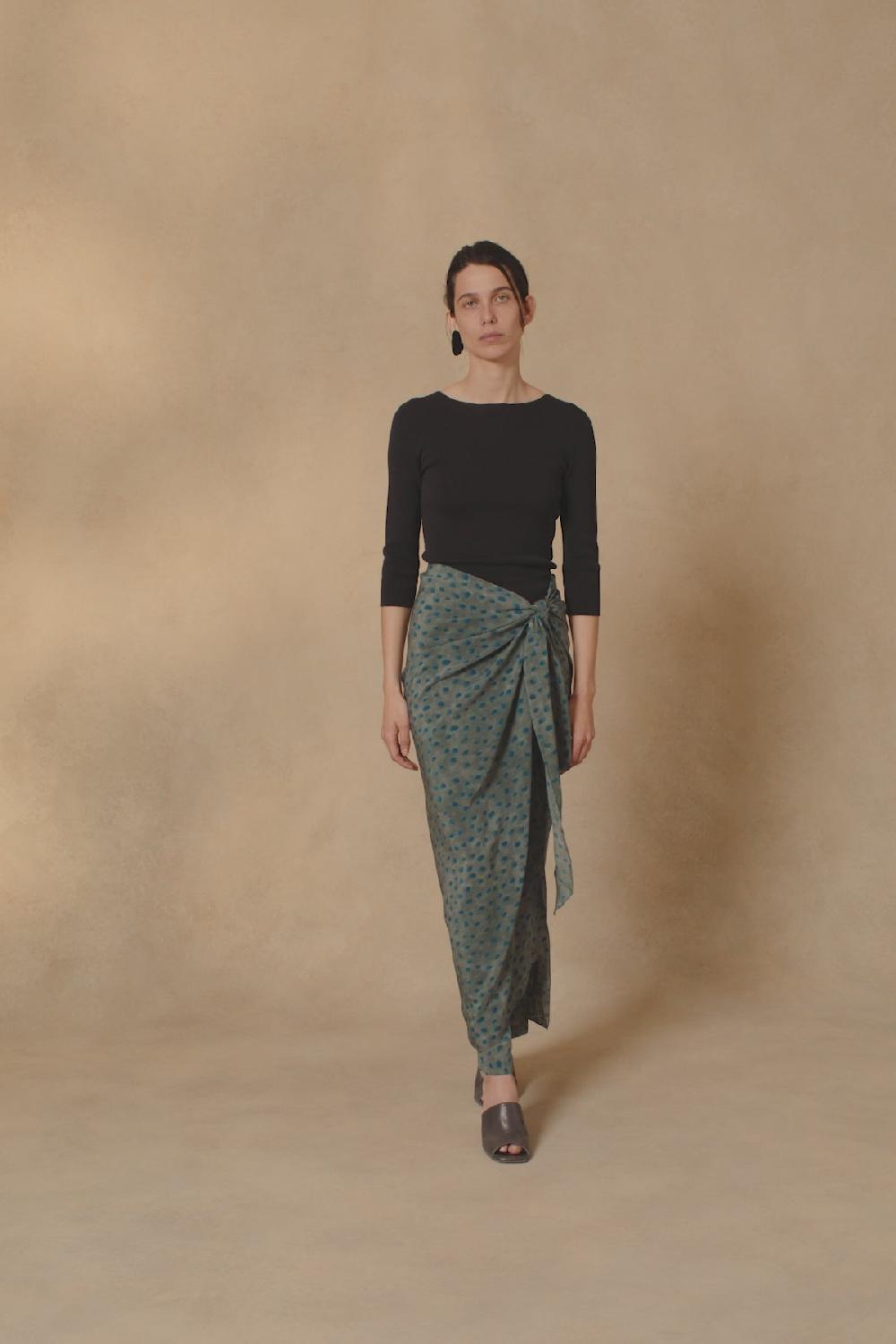 Cortana Lou Falda Pareo En Seda Ciro Print