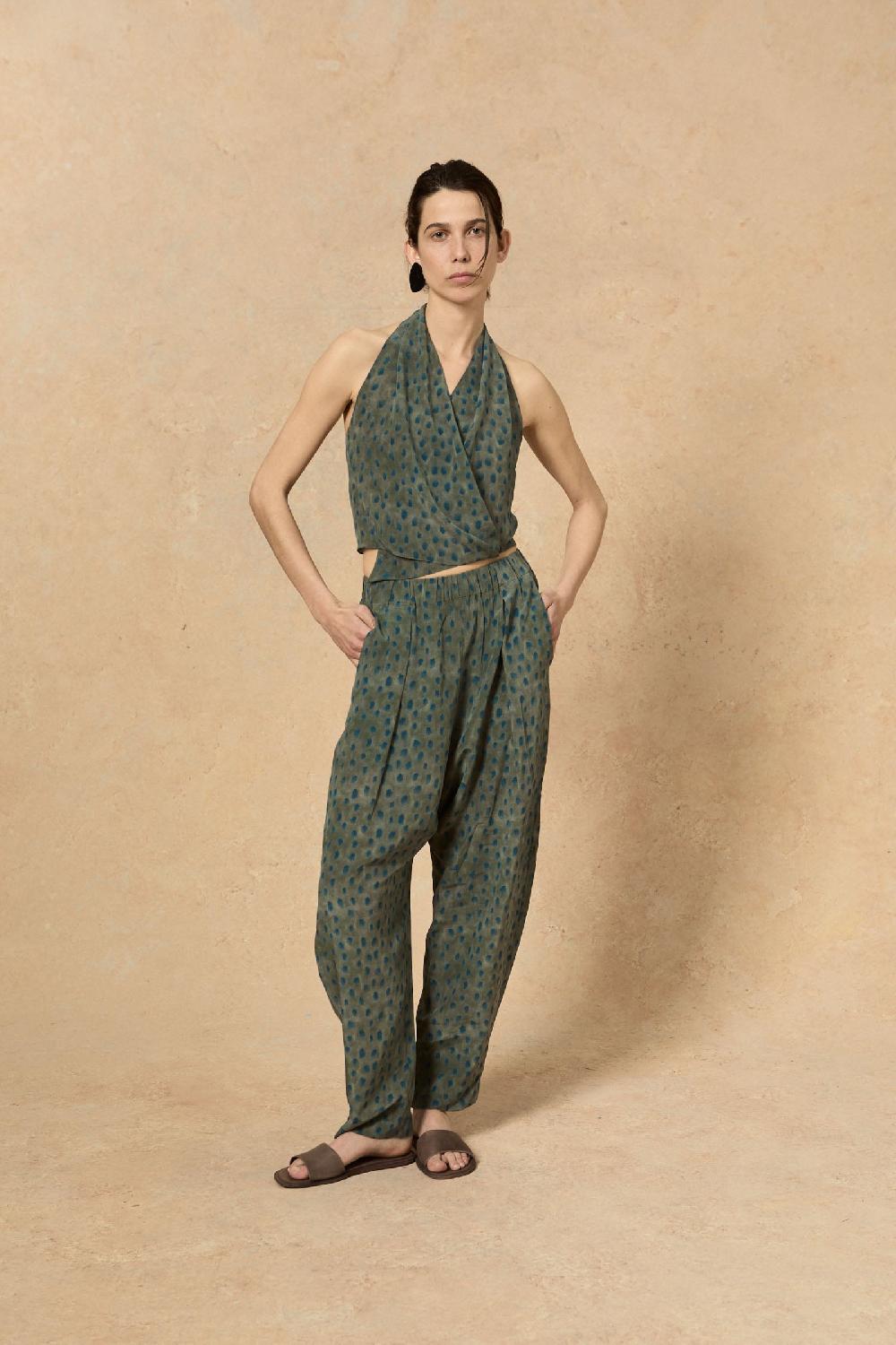 Cortana Lou Pantalon En Seda Ciro Print