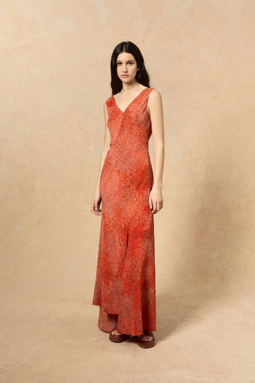 Cortana Lou Vestido En Seda Granada Print