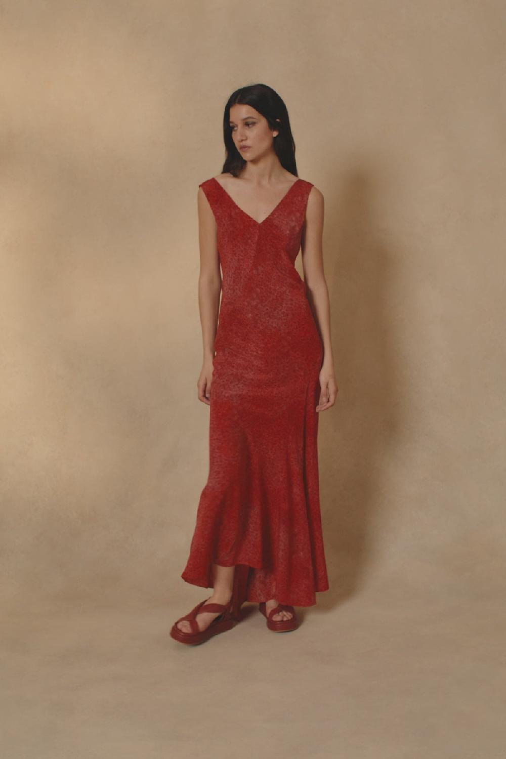 Cortana Lou Vestido En Seda Granada Print