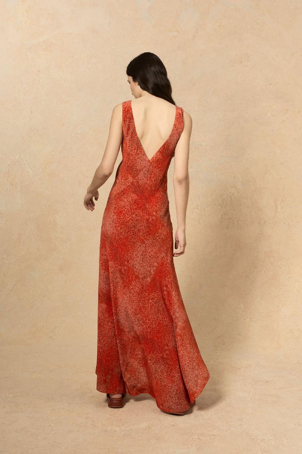 Cortana Lou Vestido En Seda Granada Print